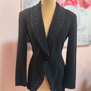 Vintage Tadashi Black Sequin Detail Women's Jacket